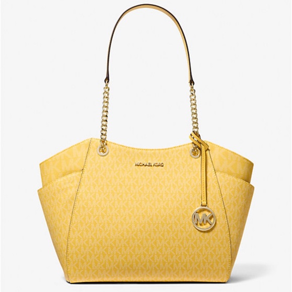 Michael Kors Handbags - Michael Kors Jet Set Large Signature Logo Chain Shoulder Tote 
DAISY YELLOW
NWT
